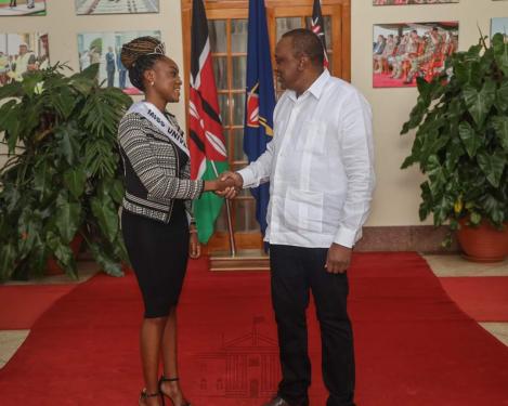 Miss University Africa pays President Uhuru Kenyatta a courtesy call at State House