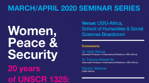 MARCH/APRIL 2020 SEMINAR SERIES: Women, Peace & Security
