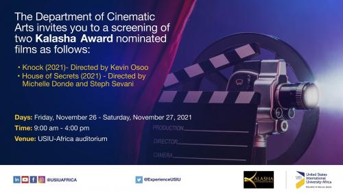 USIU-Africa students bag 8 nominations at Kalasha Film & Tv Awards 2021