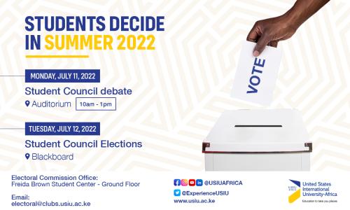USIU-Africa Student Elections Calendar, 2022