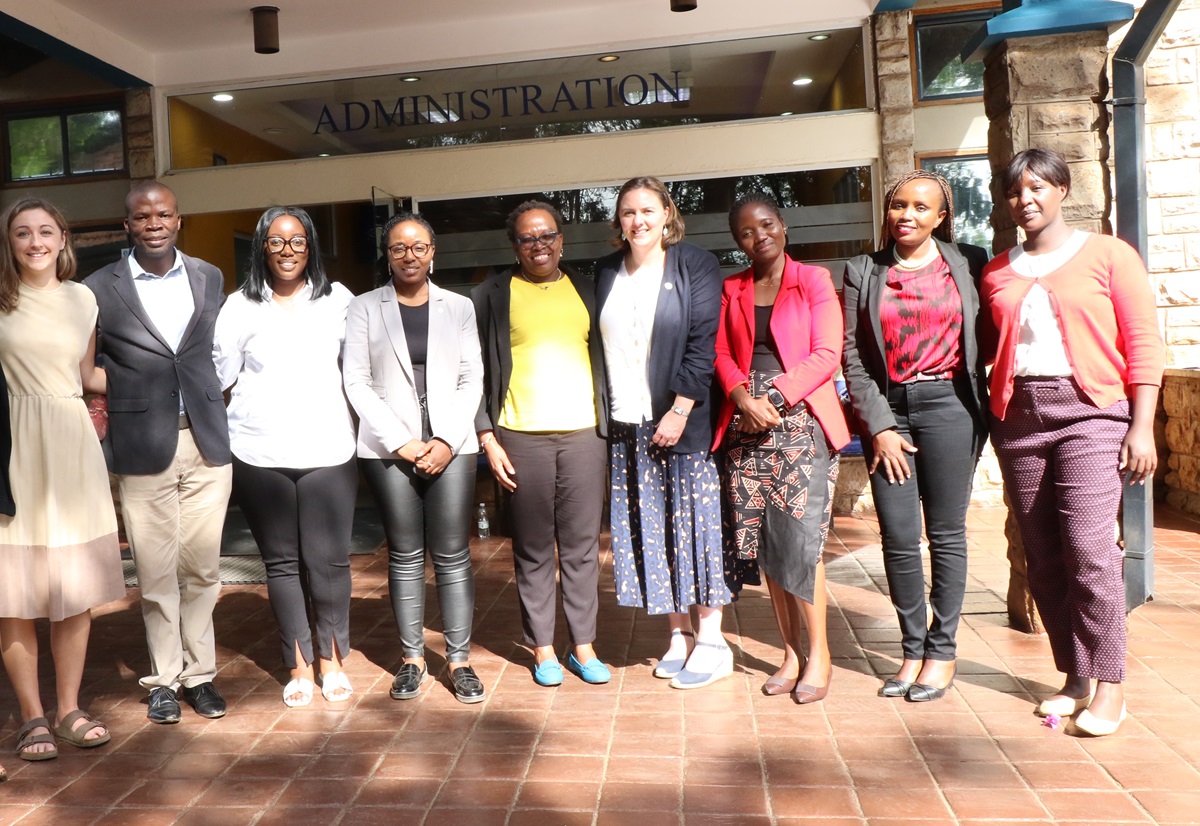 The delegation from the Duke of Edinburgh’s International Award Foundation alongside the team from the Mastercard Foundation Scholars Program at USIU-Africa pose for a photo following the courtesy call held last Thursday. Photo: Kahiro Ngamau
