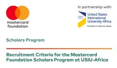PUBLIC NOTICE - Recruitment and Selection Criteria for the Mastercard Foundation Scholars Program at USIU-Africa